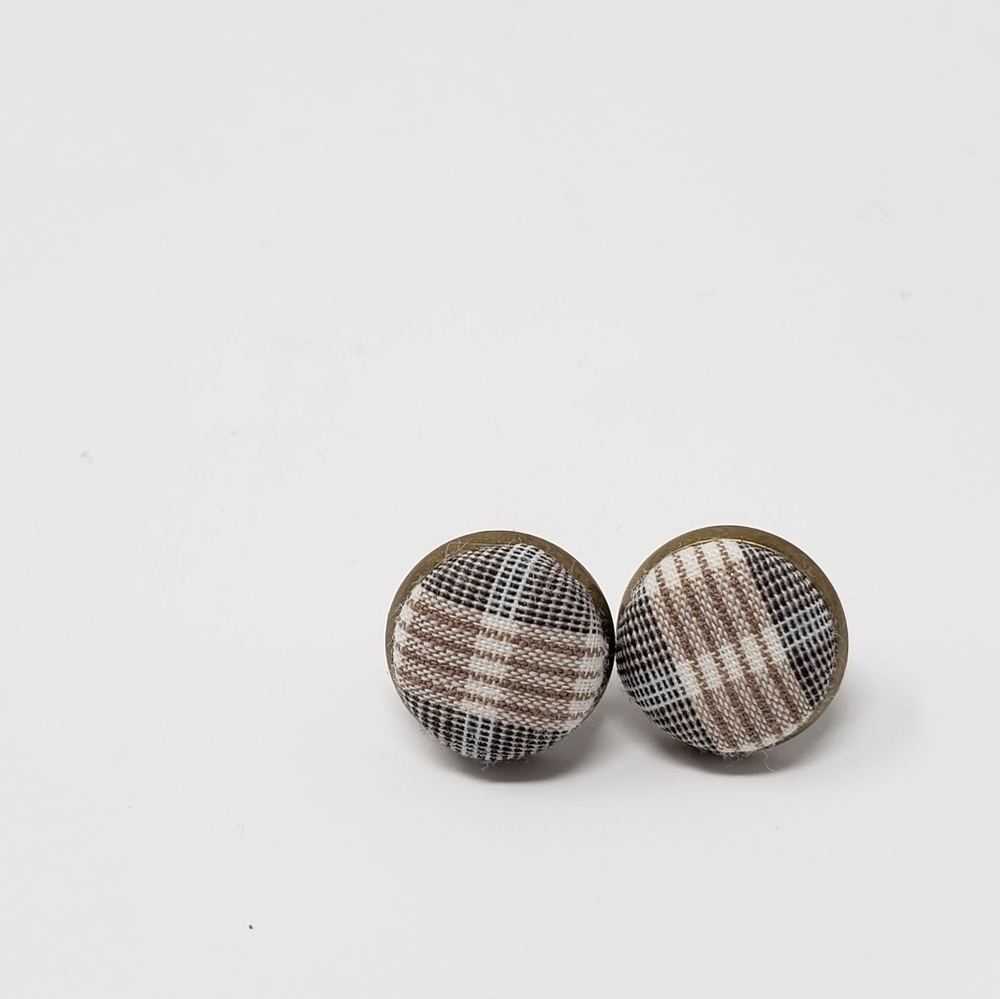 New Handmade | Upcycled Stripe Plaid Stud Earrings